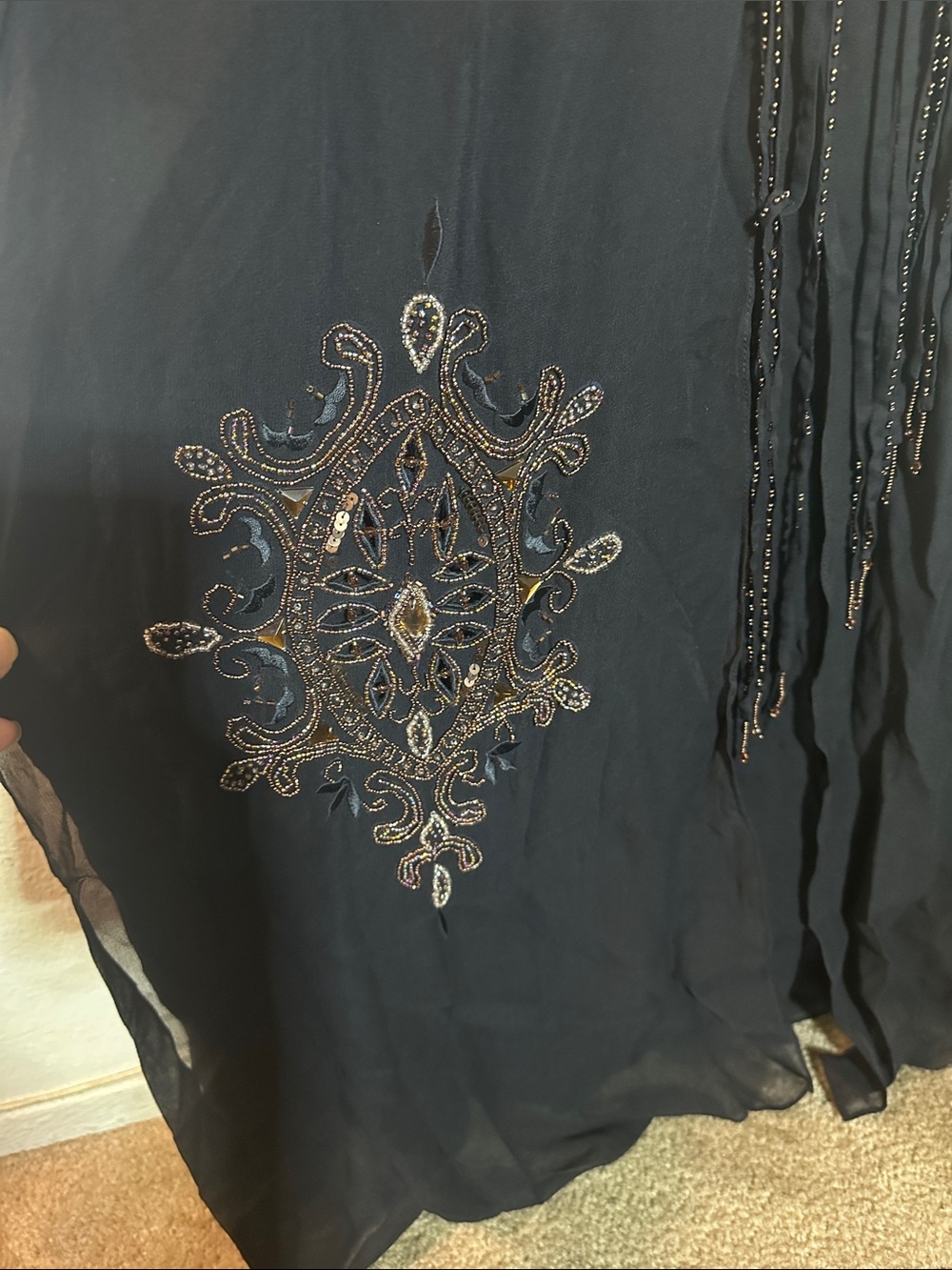 Sue Wong nocturne beaded bias cut maxi flowy dress - Picture 6 of 12